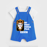 My First Navratri Dungaree Set | Custom Baby Dungaree Set for Durga Puja Festivities - COBALT BLUE - 0 - 5 Months Old (Chest 18")
