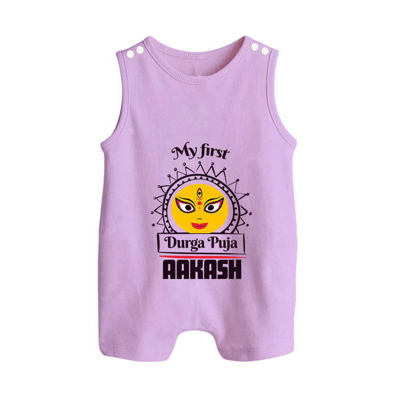 Baby's First Durga Puja Romper Suit | Custom Romper Suit for Little Devotees - LILAC - 0 - 5 Months Old (Chest 18")