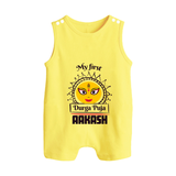 Baby's First Durga Puja Romper Suit | Custom Romper Suit for Little Devotees - PASTEL YELLOW - 0 - 5 Months Old (Chest 18")