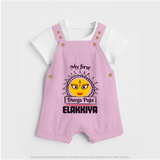 My First Durga Puja Elegant Goddess Illustration Dungaree - BABY PINK - 0 - 5 Months Old (Chest 18")