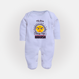Baby's First Durga Puja Sleep Suit | Custom Sleep Suit for Little Devotees - BABY BLUE - New Born (Chest 7.5")