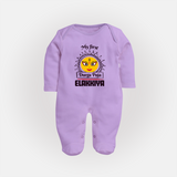 My First Durga Puja Elegant Goddess Illustration Full Body Suit - LILAC - New Born (Chest 7.5")