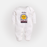 Baby's First Durga Puja Sleep Suit | Custom Sleep Suit for Little Devotees - WHITE - New Born (Chest 7.5")