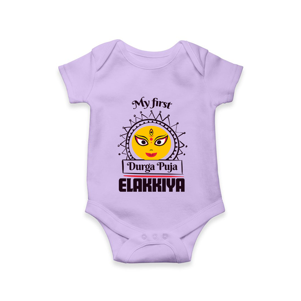 My First Durga Puja Elegant Goddess Illustration Romper - LILAC - New Born (Chest 14")