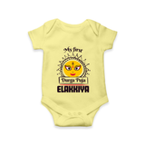 My First Durga Puja Elegant Goddess Illustration Romper - PASTEL YELLOW - New Born (Chest 14")