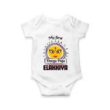 My First Durga Puja Elegant Goddess Illustration Romper - WHITE - New Born (Chest 14")