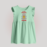 My First Durga Puja Classic Devi Portrait Baby Frock - MINT GREEN - 0 - 3 Months Old (Chest 17")