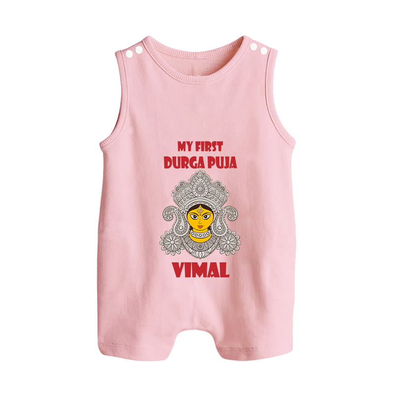 My First Festival Romper Suit  -  Durga Puja | Personalized Baby Romper Suit - BABY PINK - 0 - 5 Months Old (Chest 18")