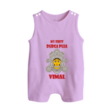 My First Festival Romper Suit  -  Durga Puja | Personalized Baby Romper Suit - LILAC - 0 - 5 Months Old (Chest 18")