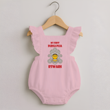 My First Durga Puja Classic Devi Portrait Romper Frock - BABY PINK - 0 - 3 Months Old (Chest 19")