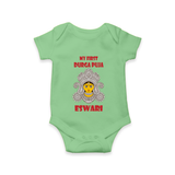 My First Durga Puja Classic Devi Portrait Romper - GREEN - New Born (Chest 14")