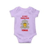 My First Festival Romper  -  Durga Puja | Personalized Baby Romper - LILAC - New Born (Chest 14")