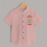 My First Festival Shirt  -  Durga Puja | Personalized Baby Shirt - PEACH - 0 - 6 Months Old (Chest 23")