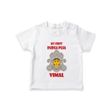 My First Festival Tshirt  -  Durga Puja | Personalized Baby Tshirt - WHITE - 0-5 Months Old (Chest 17")