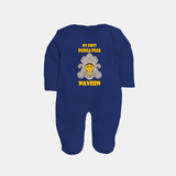 My First Festival Sleep Suit  -  Durga Puja | Personalized Baby Sleep Suit - NAVY BLUE - New Born (Chest 7.5")
