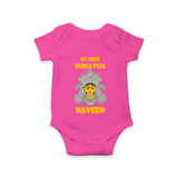 My First Festival Romper  -  Durga Puja | Personalized Baby Romper - HOT PINK - New Born (Chest 14")