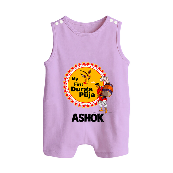 Little Durga Puja Star Romper Suit | Personalized Baby Romper Suit for Festival Celebration - LILAC - 0 - 5 Months Old (Chest 18")