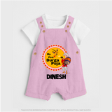 My First Durga Puja Festive Warrior Goddess Dungaree - BABY PINK - 0 - 5 Months Old (Chest 18")