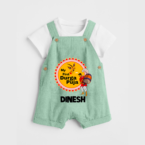 My First Durga Puja Festive Warrior Goddess Dungaree - MINT GREEN - 0 - 5 Months Old (Chest 18")