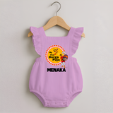 Little Durga Puja Star Romper Frock | Personalized Baby Romper Frock for Festival Celebration - BABY PINK - 0 - 3 Months Old (Chest 19")