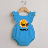 Little Durga Puja Star Romper Frock | Personalized Baby Romper Frock for Festival Celebration - SKY BLUE - 0 - 3 Months Old (Chest 19")