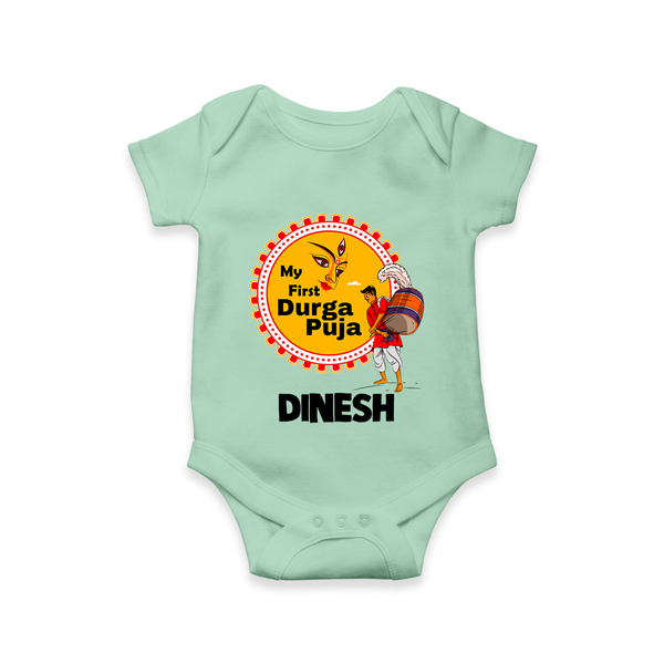 My First Durga Puja Festive Warrior Goddess Romper - MINT GREEN - New Born (Chest 14")