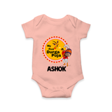 Little Durga Puja Star Romper | Personalized Baby Romper for Festival Celebration - PEACH - New Born (Chest 14")