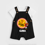 Little Durga Puja Star Dungaree Set | Personalized Baby Dungaree Set for Festival Celebration - BLACK - 0 - 5 Months Old (Chest 18")