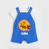 Little Durga Puja Star Dungaree Set | Personalized Baby Dungaree Set for Festival Celebration - COBALT BLUE - 0 - 5 Months Old (Chest 18")