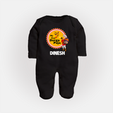 My First Durga Puja Festive Warrior Goddess Full Body Suit - BLACK - New Born (Chest 7.5")