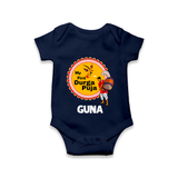 Little Durga Puja Star Romper | Personalized Baby Romper for Festival Celebration - NAVY BLUE - New Born (Chest 14")