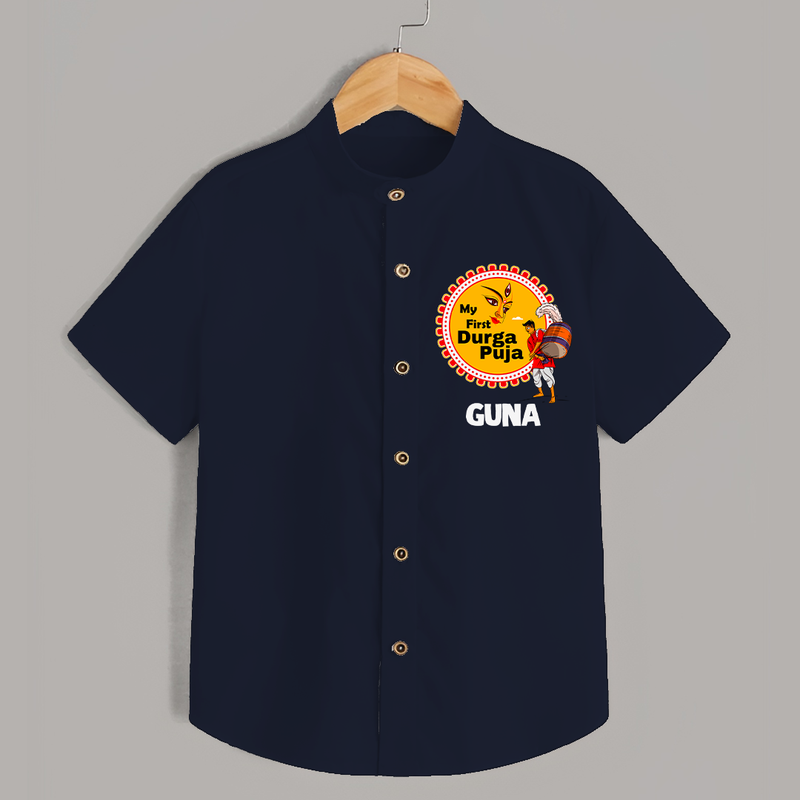 Little Durga Puja Star Shirt | Personalized Baby Shirt for Festival Celebration - NAVY BLUE - 0 - 6 Months Old (Chest 23")