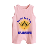 My First Durga Puja Sacred Eyes Artwork Button Romper - BABY PINK - New Born (Chest 18")
