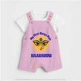 My First Durga Puja Sacred Eyes Artwork Dungaree - BABY PINK - 0 - 5 Months Old (Chest 18")
