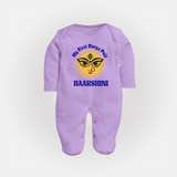 My First Durga Puja Sacred Eyes Artwork Full Body Suit - LILAC - New Born (Chest 7.5")