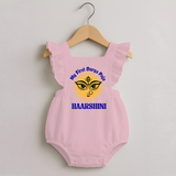 My First Durga Puja Sacred Eyes Artwork Romper Frock - BABY PINK - 0 - 3 Months Old (Chest 19")