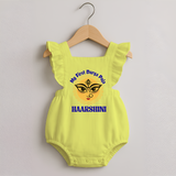 My First Durga Puja Sacred Eyes Artwork Romper Frock - PASTEL YELLOW - 0 - 3 Months Old (Chest 19")