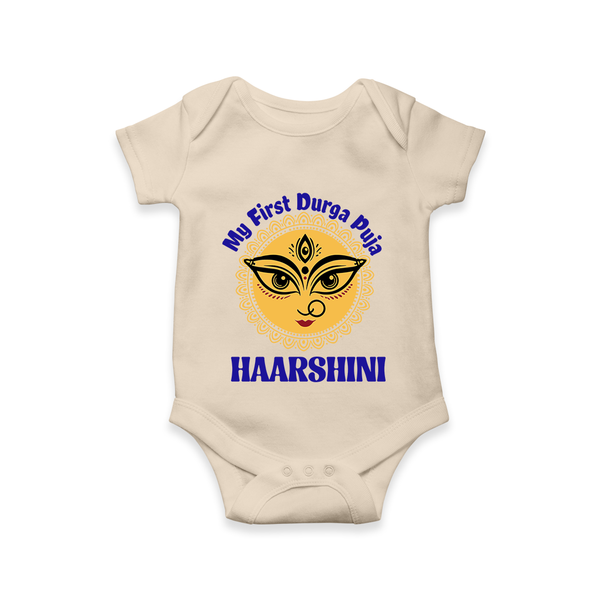 My First Durga Puja Sacred Eyes Artwork Romper - IVORY - New Born (Chest 14")
