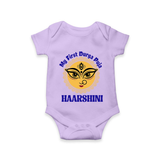 My First Durga Puja Sacred Eyes Artwork Romper - LILAC - New Born (Chest 14")