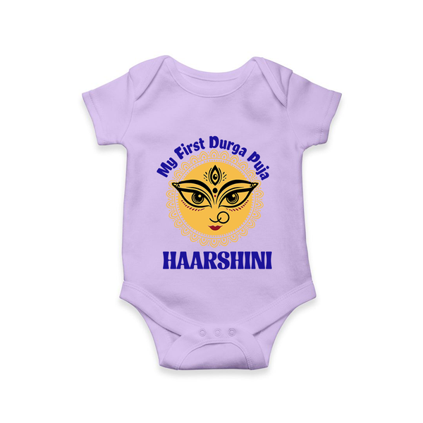 My First Durga Puja Sacred Eyes Artwork Romper - LILAC - New Born (Chest 14")