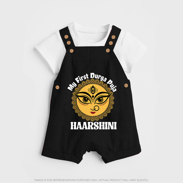 My First Durga Puja Sacred Eyes Artwork Dungaree - BLACK - 0 - 5 Months Old (Chest 18")