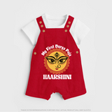 My First Durga Puja Sacred Eyes Artwork Dungaree - RED - 0 - 5 Months Old (Chest 18")