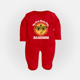 My First Durga Puja Sacred Eyes Artwork Full Body Suit - RED - New Born (Chest 7.5")