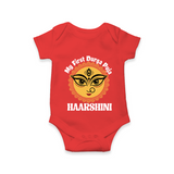 My First Durga Puja Sacred Eyes Artwork Romper - RED - New Born (Chest 14")