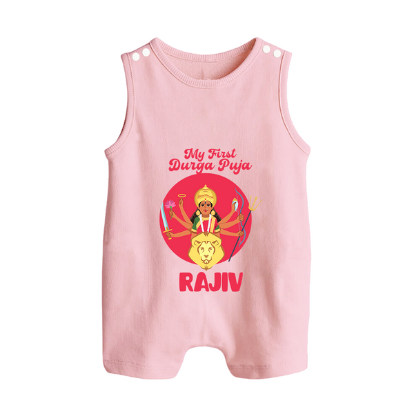 First Durga Puja Special Romper Suit | Personalized Baby Festival Romper Suit - BABY PINK - 0 - 5 Months Old (Chest 18")