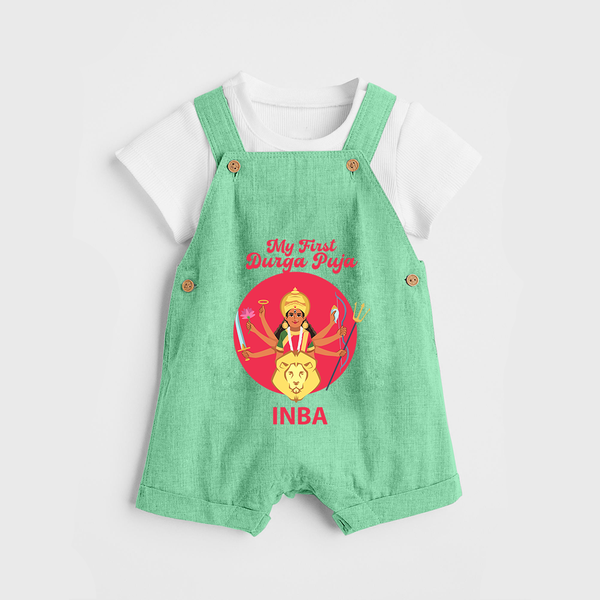 My First Durga Puja Divine Mother Illustration Dungaree - GREEN - 0 - 5 Months Old (Chest 18")
