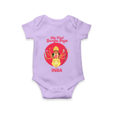 My First Durga Puja Divine Mother Illustration Romper - LILAC - New Born (Chest 14")