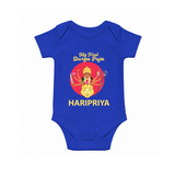 My First Durga Puja Divine Mother Illustration Romper - COBALT BLUE - New Born (Chest 14")