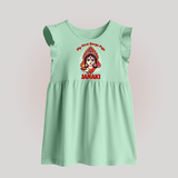 My First Durga Puja Ethnic Goddess Artwork Baby Frock - MINT GREEN - 0 - 3 Months Old (Chest 17")