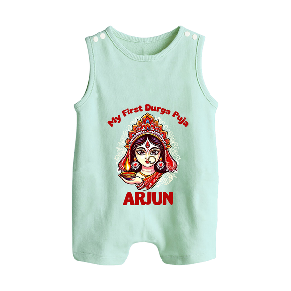 My Little Durga Puja Star Romper Suit | Custom Baby Romper Suit for Navratri Celebration - MINT GREEN - 0 - 5 Months Old (Chest 18")